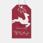 Red Merry Bright Christmas Reindeer Cadeaulabel (Voorkant)