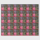 Red Merry Bright Rustic Snowman Naam Schattige Pat Cadeaupapier (Vlak)