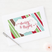 Red Merry & Bright Typografie met diagonale strepe Rechthoekige Sticker (Envelop)