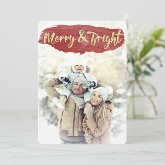 Red Merry & Bright Waterverf Vaste kaart (Staand voorkant)