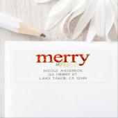 Red Merry & Bright White Gold Holiday Kerstmis Etiket (Insitu)