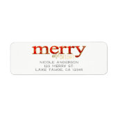 Red Merry & Bright White Gold Holiday Kerstmis Etiket (Voorkant)