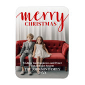 Red Merry Calligraphy - vertical Photo white type Magneet (Verticaal)