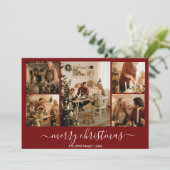 Red Merry Christmas 5-foto vakantie Kaart (Staand voorkant)