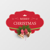 Red Merry Christmas Bell Holiday Vibes Store Raamsticker (Vel)