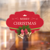 Red Merry Christmas Bell Holiday Vibes Store Raamsticker (Vel 2)