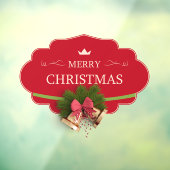 Red Merry Christmas Bell Holiday Vibes Store Raamsticker (Vel 3)