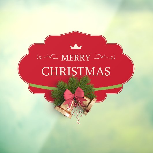 Red Merry Christmas Bell Holiday Vibes Store Raamsticker (Vel 3)