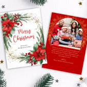 Red Merry Christmas Botanische foto Feestdagenkaart