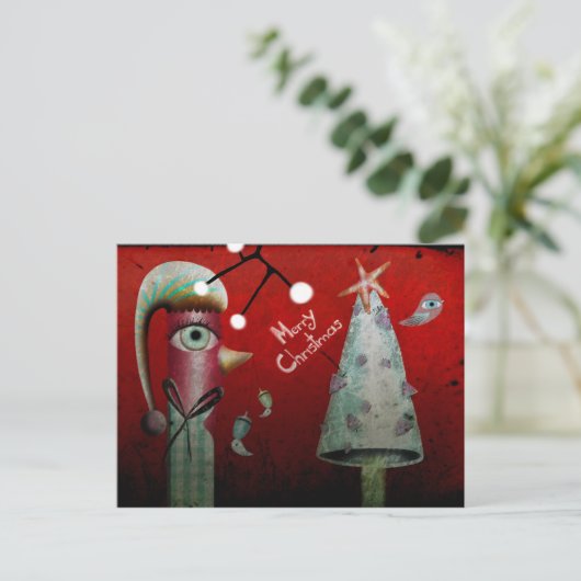 Red Merry Christmas Briefkaart (Staand voorkant)
