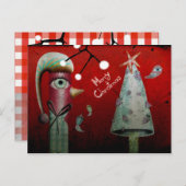 Red Merry Christmas Briefkaart (Voorkant / Achterkant)