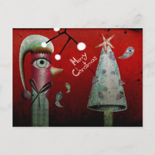 Red Merry Christmas Briefkaart (Voorkant)