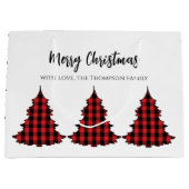 Red Merry Christmas Buffalo Check Aangepast Groot Cadeauzakje (Voorkant)