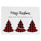 Red Merry Christmas Buffalo Check Aangepast Groot Cadeauzakje (Achterkant)