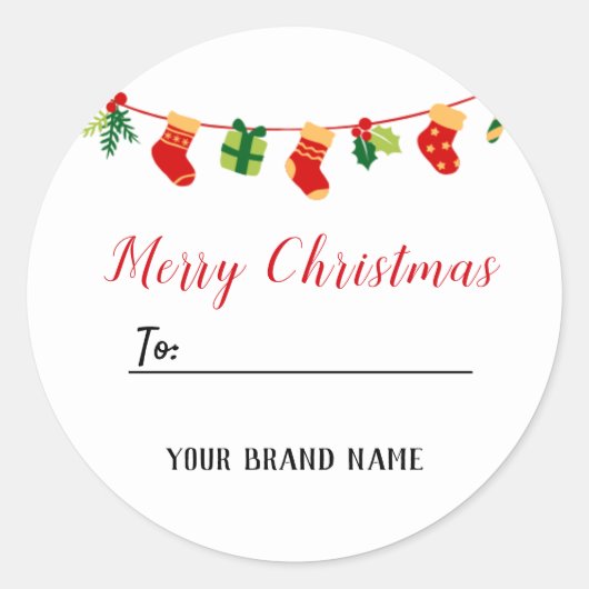 Red Merry Christmas business Sticker (Voorkant)