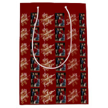 Red Merry Christmas Calligraphy Family 2 Photo