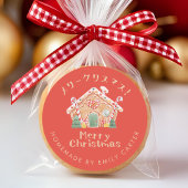 Red Merry Christmas Cookie Gingerbread House Ronde Sticker