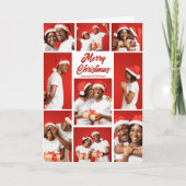 Red Merry Christmas Couple Photo Collage 2025 Feestdagen Kaart (Voorkant)