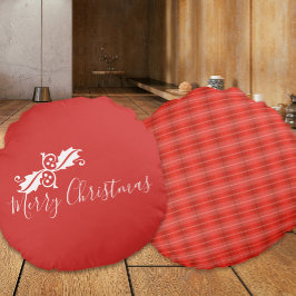 Red Merry Christmas Design Rond Kussen