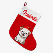 Red Merry Christmas Dog puppy huisdier Kerstman ho Grote Kerstsok (Voorkant (Hangend))