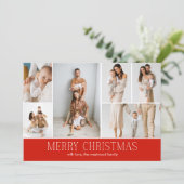 RED Merry Christmas Elegant 9 Collage Multi-Photo Feestdagenkaart (Staand voorkant)