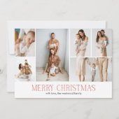 RED Merry Christmas Elegant 9 Collage Multi-Photo Feestdagenkaart (Voorkant)
