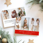 RED Merry Christmas Elegant 9 Collage Multi-Photo Feestdagenkaart<br><div class="desc">Deel de hoogtepunten van uw familie met deze kerstkaart van het jaar in de review met een eenvoudig, minimaal en strak ontwerp. De voorkant bevat een moderne 6-foto collage in combinatie met de feestelijke groet "Merry Christmas" in een elegant serif lettertype over een FEESTELIJKE RODE kleur, met ruimte om uw...</div>