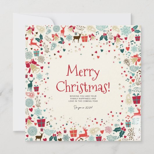 Red Merry Christmas en Happy New Year Kaart (Voorkant)