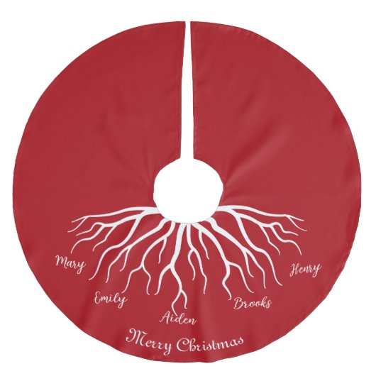 Red Merry Christmas Familienaam Roots Kerstboom Rok (Voorkant)