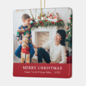 Red Merry Christmas Foto Ornament (Links)