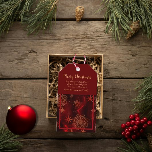 Red Merry Christmas Gepersonaliseerde Gift Label Cadeaulabel