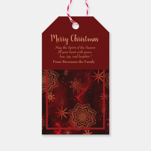 Red Merry Christmas Gepersonaliseerde Gift Label Cadeaulabel (Voorkant)
