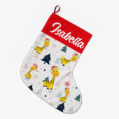 Red Merry Christmas Giraffe Zoo Santa Hat Xmas Grote Kerstsok (Voorkant (Hangend))