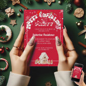 Red Merry Christmas Graffiti Party Uitnodiging