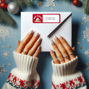 Red Merry Christmas Graffiti Retouradres Label