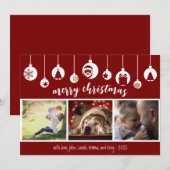 Red Merry Christmas Hanging Ornament Photo Feestdagenkaart (Voorkant / Achterkant)