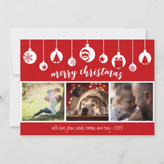 Red Merry Christmas Hanging Ornament Photo Feestdagenkaart
