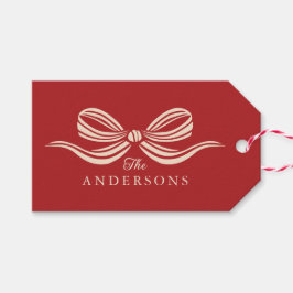 Red Merry Christmas Holiday Bow Gift Label Cadeaulabel