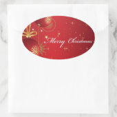 Red Merry Christmas Kaart ontwerp Ovale Sticker (Tas)