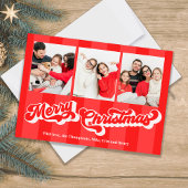 Red Merry Christmas Retro Fotocollage Feestdagenkaart
