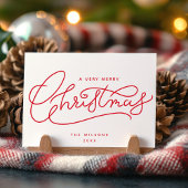 Red Merry Christmas-script minimalistisch Feestdagen Kaart