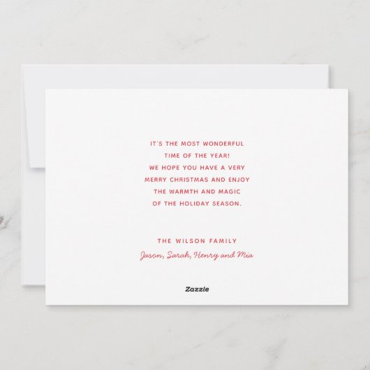 Red Merry Christmas-script minimalistisch Feestdagenkaart (Achterkant)