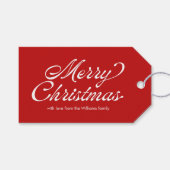 Red Merry Christmas  Script Plaid Cadeaulabel (Voorkant (Horizontaal))