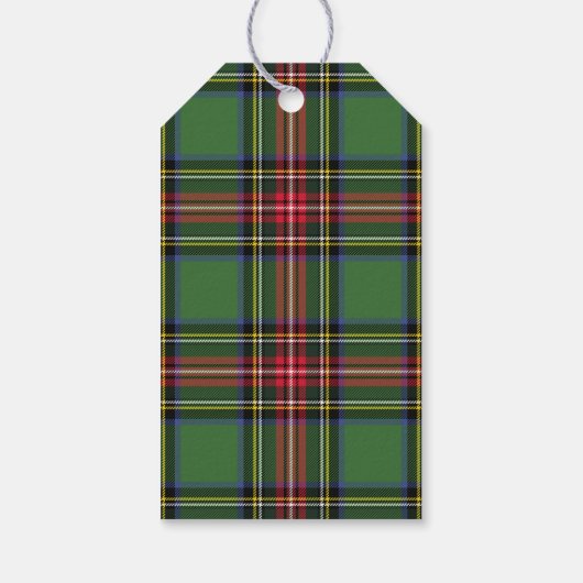 Red Merry Christmas Script Plaid Cadeaulabel (Achterkant)