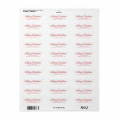 Red Merry Christmas Script Retouradres Etiket (Full Sheet)