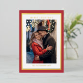 Red Merry Christmas Simple Modern Photo Folie Feestdagenkaart (Staand Voorkant)