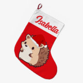 Red Merry Christmas stekelvarken huisdier Santa ha Grote Kerstsok (Voorkant (Hangend))