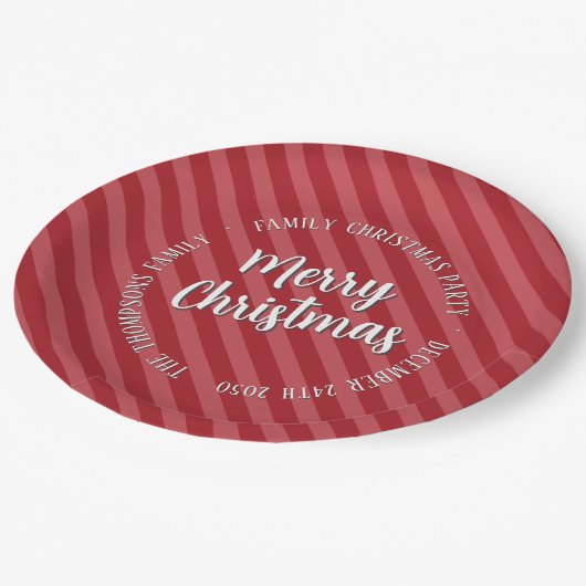 Red Merry Christmas Typography Custom Papieren Bordje (Gekanteld)