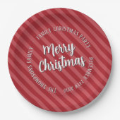 Red Merry Christmas Typography Custom Papieren Bordje (Voorkant)