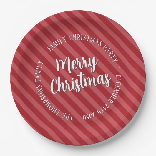 Red Merry Christmas Typography Custom Papieren Bordje (Voorkant)